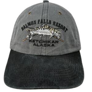Cameo Baseball Cap Gray One Size Salmon Falls Resort Ketchikan Alaska Fishing